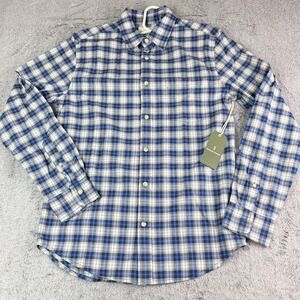 Mutual Weave Blue White Plaid Button Down Shirt Men's Small Cotton NWT